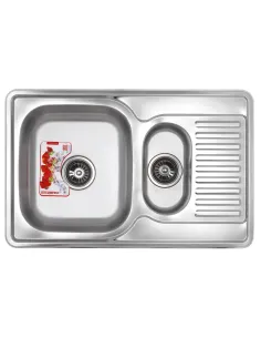 Мойка для кухни прямоугольная Zerix Z7850A-08-180E Armonia Satin 780x500x180 мм из нержавеющей стали, с двумя чашами