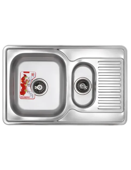 Мийка прямокутна для кухні Zerix Z7850A-08-180E Armonia Satin 780x500x180 мм з нержавіючої сталі, з двома чашами