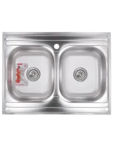 Мойка для кухни прямоугольная Zerix Z8060B-08-180E Satin 800x600x180 мм из нержавеющей стали, с двумя чашами