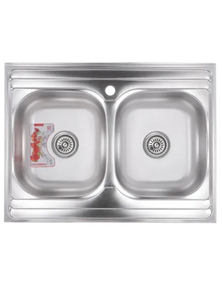 Мийка прямокутна для кухні Zerix Z8060B-08-180E Satin 800x600x180 мм з нержавіючої сталі, з двома чашами