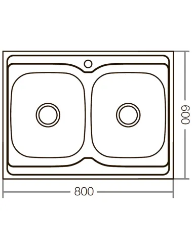 Мойка для кухни прямоугольная Zerix Z8060B-08-180E Satin 800x600x180 мм из нержавеющей стали, с двумя чашами