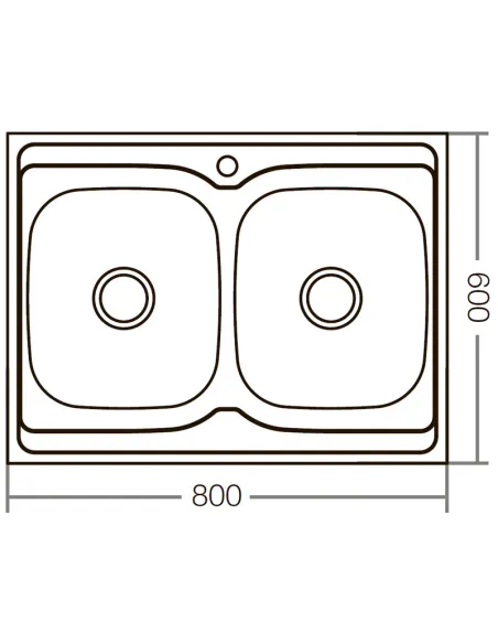Мойка для кухни прямоугольная Zerix Z8060B-08-180E Satin 800x600x180 мм из нержавеющей стали, с двумя чашами