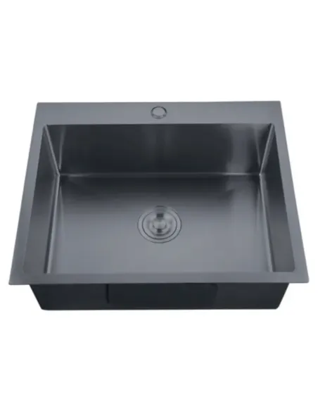 Мойка для кухни прямоугольная Zerix ZH6050-215/0.8 Nano-Black 600x500x215 мм из нержавеющей стали