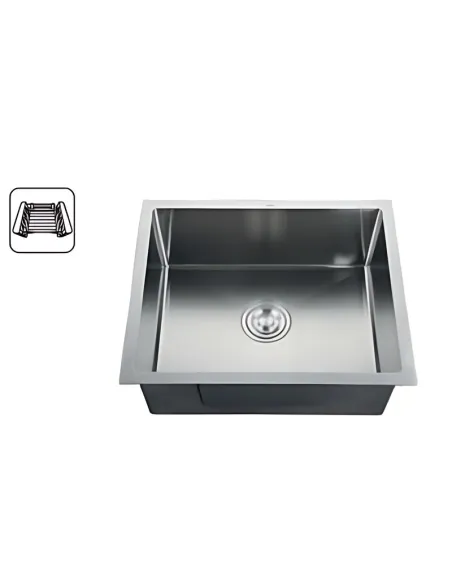 Мийка прямокутна для кухні Zerix ZH4843S-215/1.0 Satin 480x430x215 мм з нержавіючої сталі, з сушаркою для посуду