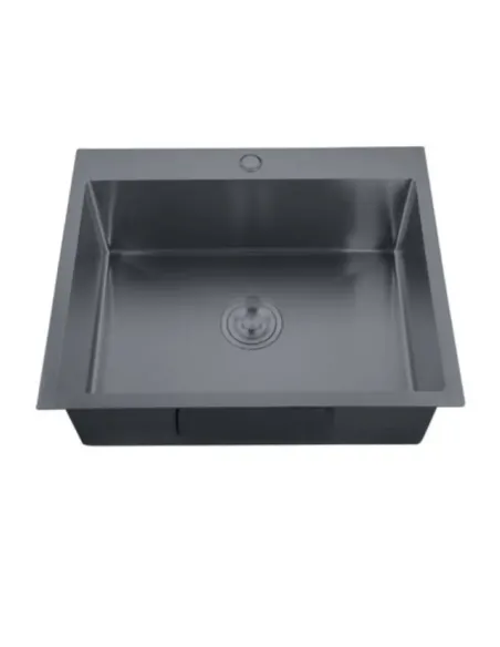 Мойка для кухни прямоугольная Zerix ZZH5045-215/0.8 Nano-Black 500x450x215 мм из нержавеющей стали