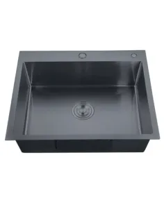 Мойка для кухни прямоугольная Zerix ZH5843-215 Nano-Black/0.8 580x430x215 мм из нержавеющей стали