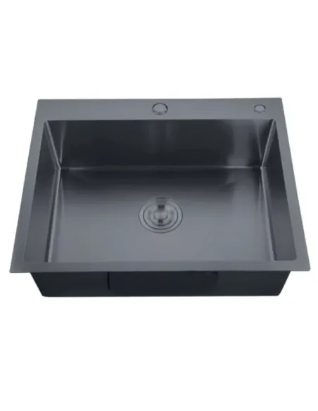 Мойка для кухни прямоугольная Zerix ZH5843-215 Nano-Black/0.8 580x430x215 мм из нержавеющей стали