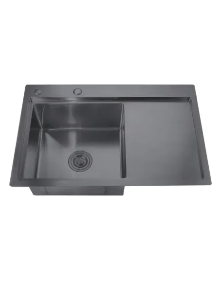 Мойка для кухни прямоугольная Zerix ZH7849L-215/0.8 Nano-Black 780x490x215 мм из нержавеющей стали