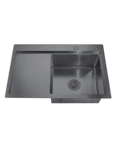 Мойка для кухни прямоугольная Zerix ZH7849R-215/0.8 Nano-Black 780x490x215 мм из нержавеющей стали