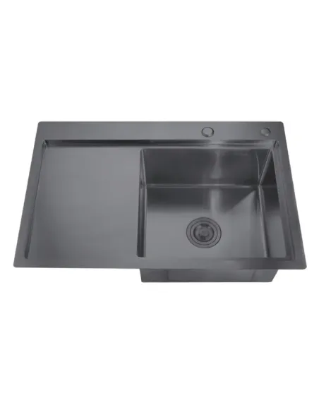 Мийка прямокутна для кухні Zerix ZH7849R-215/0.8 Nano-Black 780x490x215 мм з нержавіючої сталі