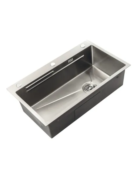 Мойка для кухни прямоугольная Zerix ZH6845-SET-05/0.8 Nano-Silver 680x450x220 мм из нержавеющей стали, с корзиной и разделочной 