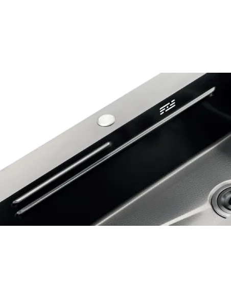 Мойка для кухни прямоугольная Zerix ZH8045-SET-05/0.8 Nano-Black 800x450x220 мм из нержавеющей стали, с корзиной и разделочной д