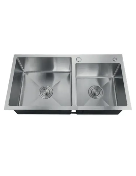 Мойка для кухни прямоугольная Zerix ZH7843D-215.SUS304/0.8 780x430x180 мм из нержавеющей стали, с двумя чашами