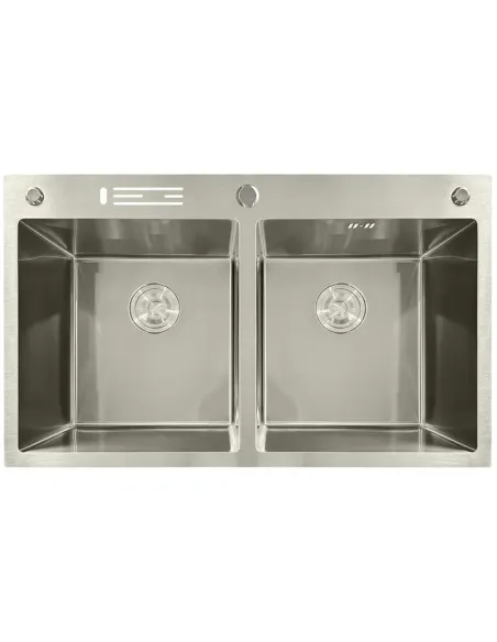 Мойка для кухни прямоугольная Mixxus MH8350-DK /0.8 Nano-Silver 830x500x215 мм из нержавеющей стали, с двумя чашами