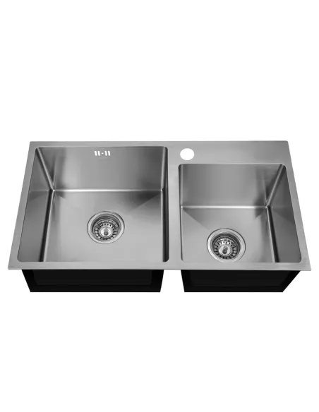 Мойка для кухни прямоугольная Mixxus MX7843-220/1.0 Satin 780x430x220 мм из нержавеющей стали, с двумя чашами