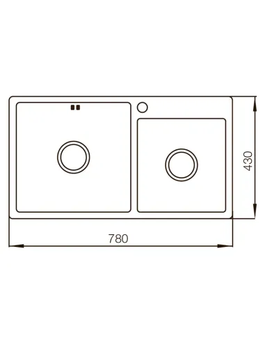 Мойка для кухни прямоугольная Mixxus MX7843-220/1.0 Satin 780x430x220 мм из нержавеющей стали, с двумя чашами