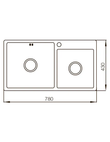 Мойка для кухни прямоугольная Mixxus MX7843-220/1.0 Satin 780x430x220 мм из нержавеющей стали, с двумя чашами