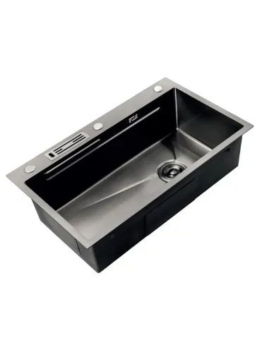 Мойка для кухни прямоугольная Mixxus Premium MH7545-SET-05 Nano-Black 750x450x220 мм из нержавеющей стали, с корзиной и разделоч