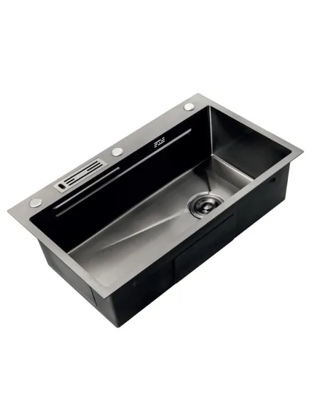 Мойка для кухни прямоугольная Mixxus Premium MH7545-SET-05 Nano-Black 750x450x220 мм из нержавеющей стали, с корзиной и разделоч