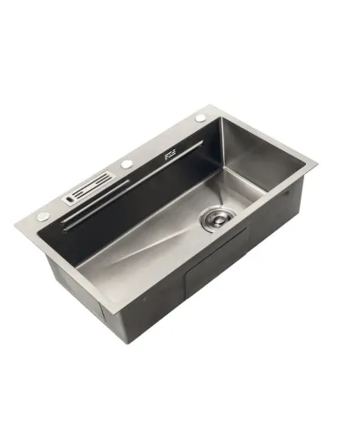 Мийка для кухні прямокутна Mixxus Premium MH7545-SET-05 Nano-Silver 750x450x220 мм з нержавіючої сталі, з корзиною та обробною д