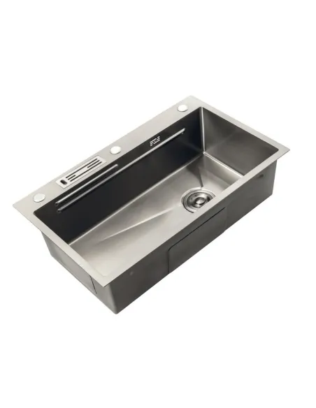 Мийка для кухні прямокутна Mixxus Premium MH7545-SET-05 Nano-Silver 750x450x220 мм з нержавіючої сталі, з корзиною та обробною д