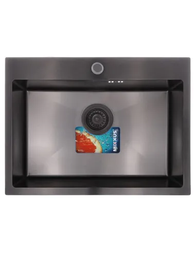 Мойка для кухни прямоугольная Mixxus SET-6045-200x1.0-PVD 600x450x200 мм из нержавеющей стали, смеситель и диспенсер в комплекте