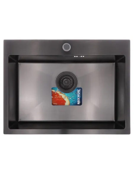 Мойка для кухни прямоугольная Mixxus SET-6045-200x1.0-PVD 600x450x200 мм из нержавеющей стали, смеситель и диспенсер в комплекте