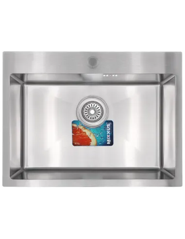 Мийка для кухні прямокутна Mixxus SET-6045-200x1.0-Satin 600x450x200 мм з нержавіючої сталі, змішувач, кошик та диспенсер у комп