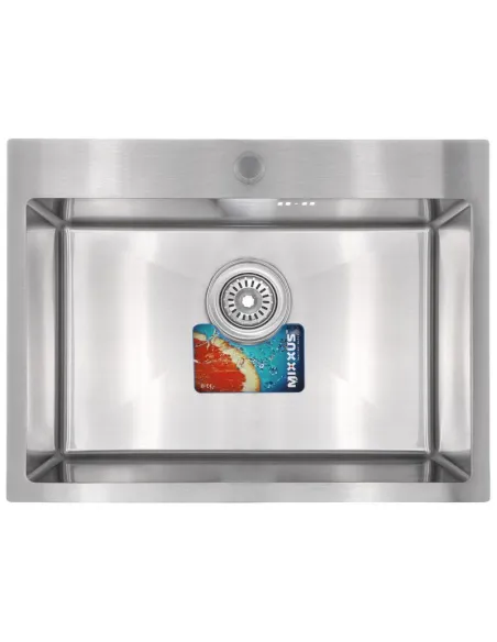 Мийка для кухні прямокутна Mixxus SET-6045-200x1.0-Satin 600x450x200 мм з нержавіючої сталі, змішувач, кошик та диспенсер у комп