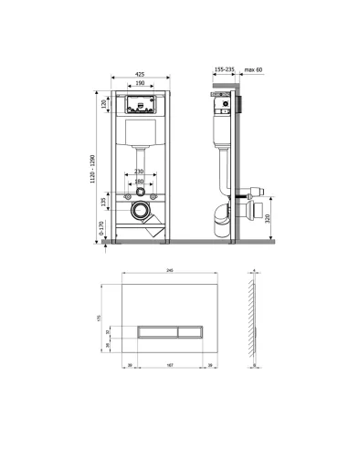 Инсталляция для унитаза Q-Tap Nest ST QT0133M425V1107GB 4 в 1 с кнопкой слива 3/6