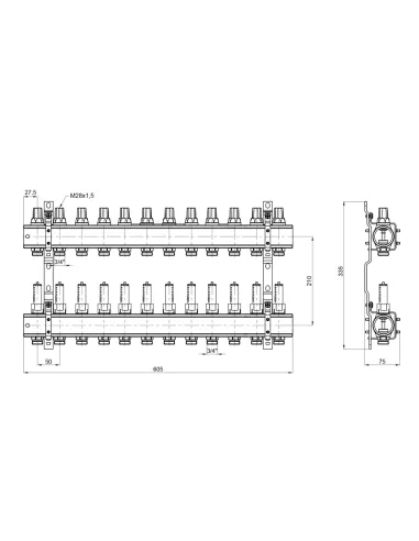 Колектор для теплої підлоги Icma K013 SD00005251 12 виходів, з витратомірами