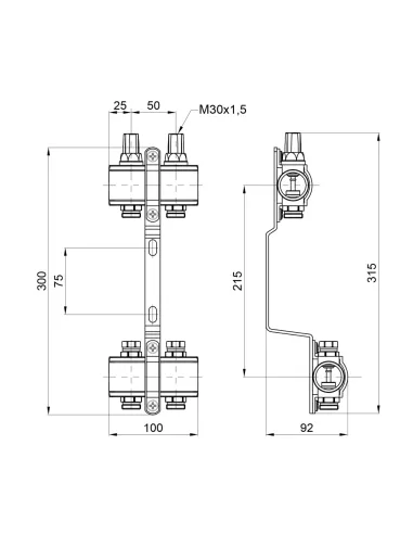 Колектор для теплого пола SD Forte SF002W2, 1 дюйм, 2 выхода