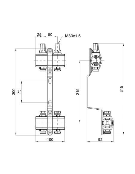Колектор для теплої підлоги SD Forte SF002W2, 1 дюйм, 2 виходи