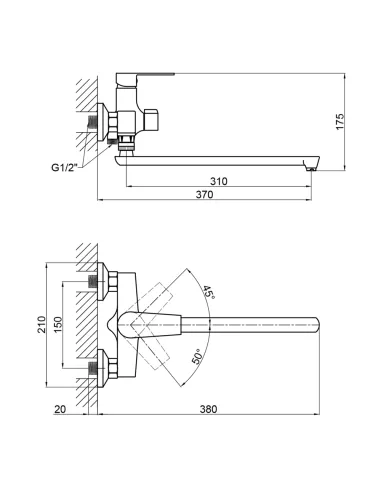 Смеситель для ванны Brinex 35B 005 черный, пластик