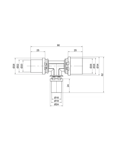 Тройник - пресс для металлопластиковых труб Icma 406 SD00009050 20 х 16 х 26 мм, латунь