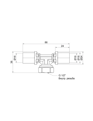 Трійник - прес для металопластикових труб Icma 408 SD00009342 16 мм х 0,5 дюйма, з різьбленням