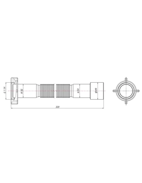 Гофра з накидною гайкою Lidz LG03 1 1/4 дюйма, 600 мм