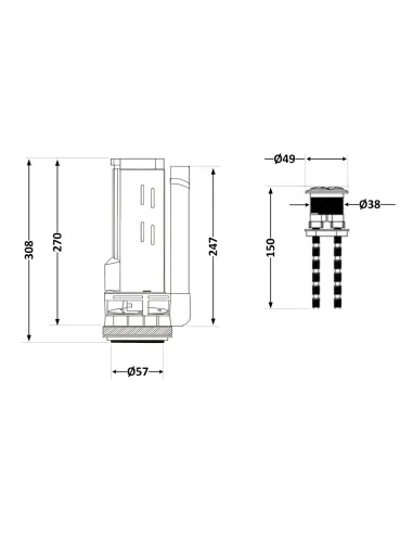 Запірна арматура на унітаз Lidz LT02 з двома режимами зливу