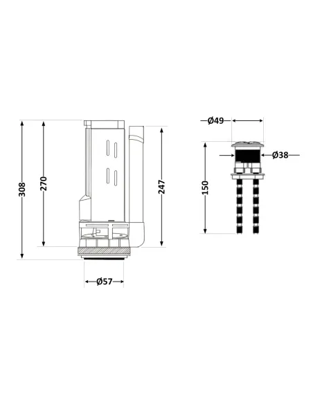 Запірна арматура на унітаз Lidz LT02 з двома режимами зливу