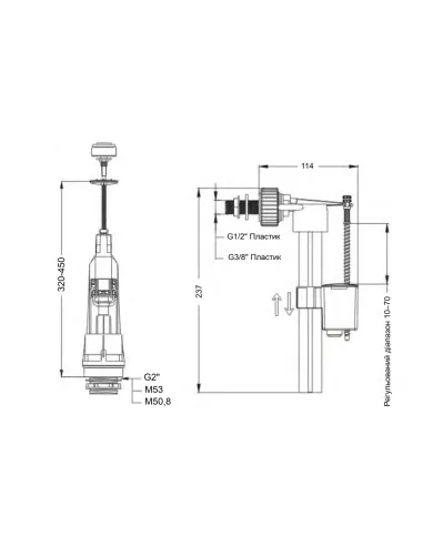 Запірна арматура на унітаз Lidz LT05 однокнопковий