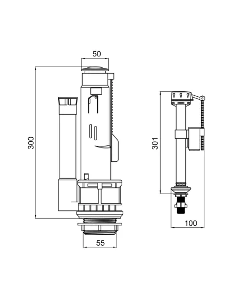 Запорная арматура на унитаз Q-Tap HY1 Presto с двумя режимами слива