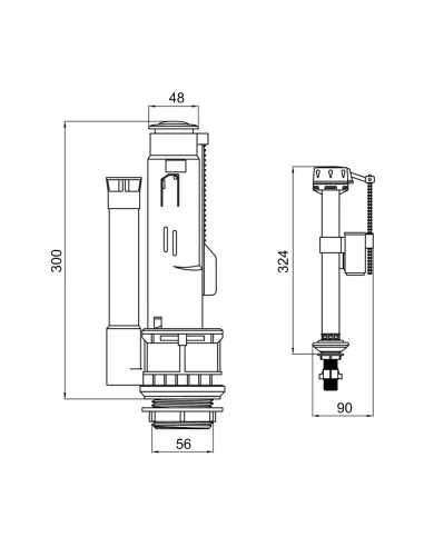 Запорная арматура на унитаз Q-Тap Kalao HY2 с двумя режимами слива