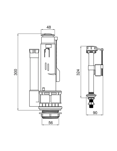 Запорная арматура на унитаз Q-Тap Kalao HY2 с двумя режимами слива