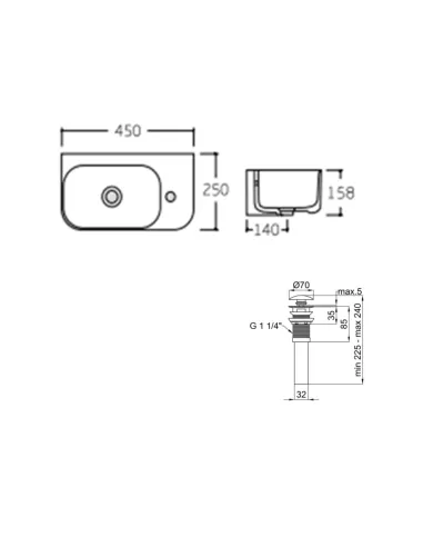 Керамическая раковина Q-Тap Tern SD00053452 White, 450х250х158 мм подвесная