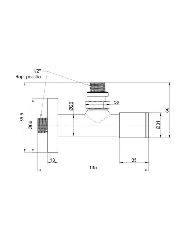 Приборный кран угловой Thermo Alliance Standart SF395W15W 1/2 х 1/2 дюйма