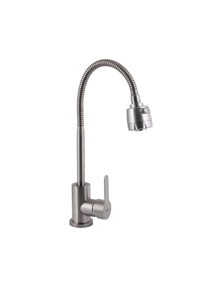 Змішувач для кухні з гнучким виливом Brinex Pure 015F41 BRIPUR015F41NKL Nickel