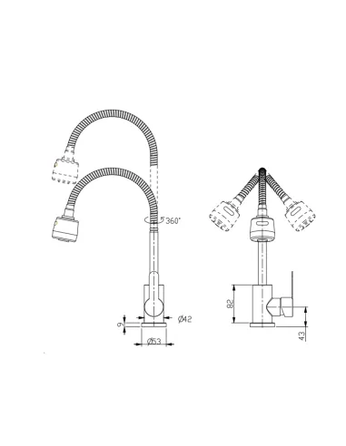 Змішувач для кухні з гнучким виливом Brinex Pure 015F41 BRIPUR015F41NKL Nickel