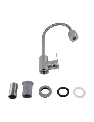 Змішувач для кухні з гнучким виливом Brinex Pure 015F41 BRIPUR015F41NKL Nickel