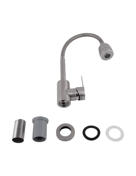 Смеситель для кухни с гибким изливом Brinex Pure 015F41 BRIPUR015F41NKL Nickel