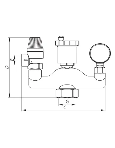 Группа безопасности котла Koer KR.105PT 1 дюйм, в термоизоляционном кожухе
